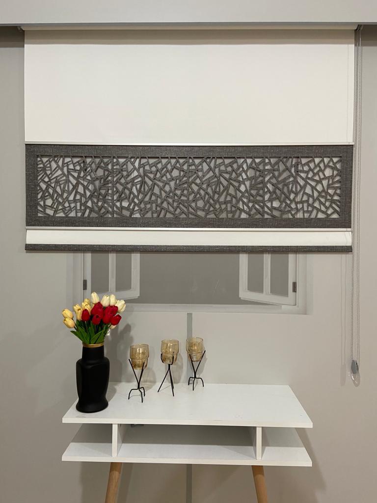 LZR320 Çift renkli lazer kesim  BEYAZ / KOYU KAHVE  stor perde