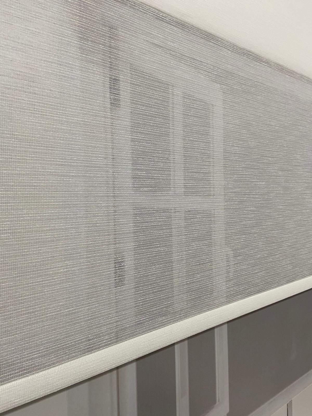 VP1071 Çift Mekanizmalı  karlı zemin Tül Ve Stor Perde Beyaz