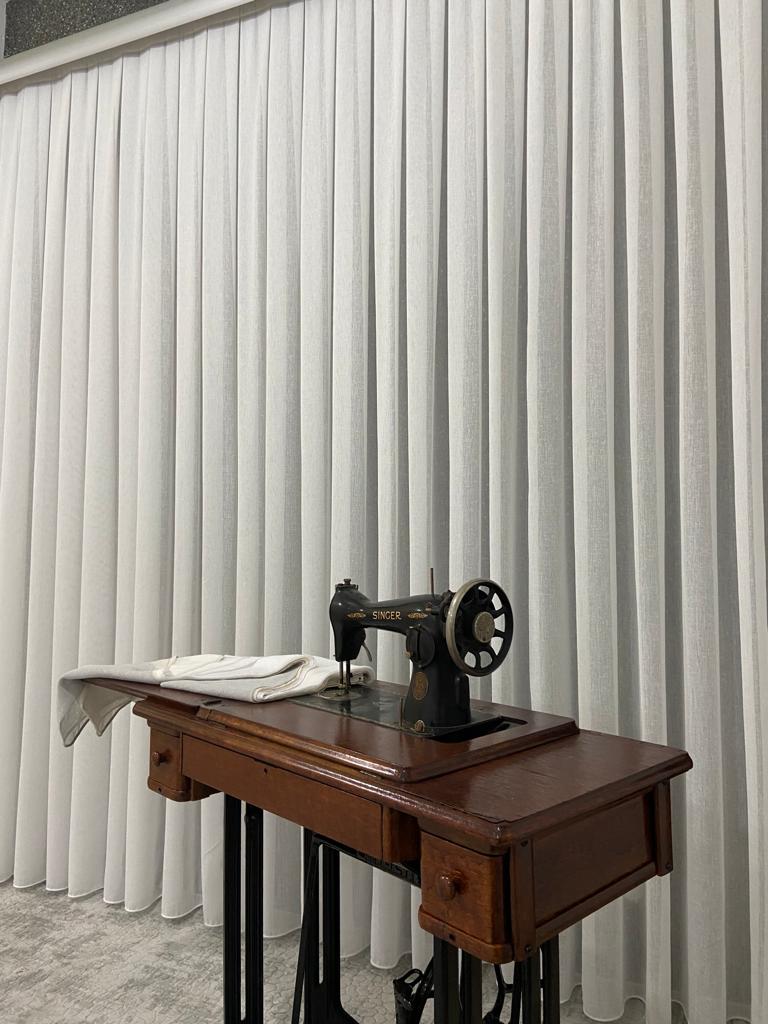  VP504 1. Kalite Foldet Keten Tül Perde 1/2,5 Pile Ekru