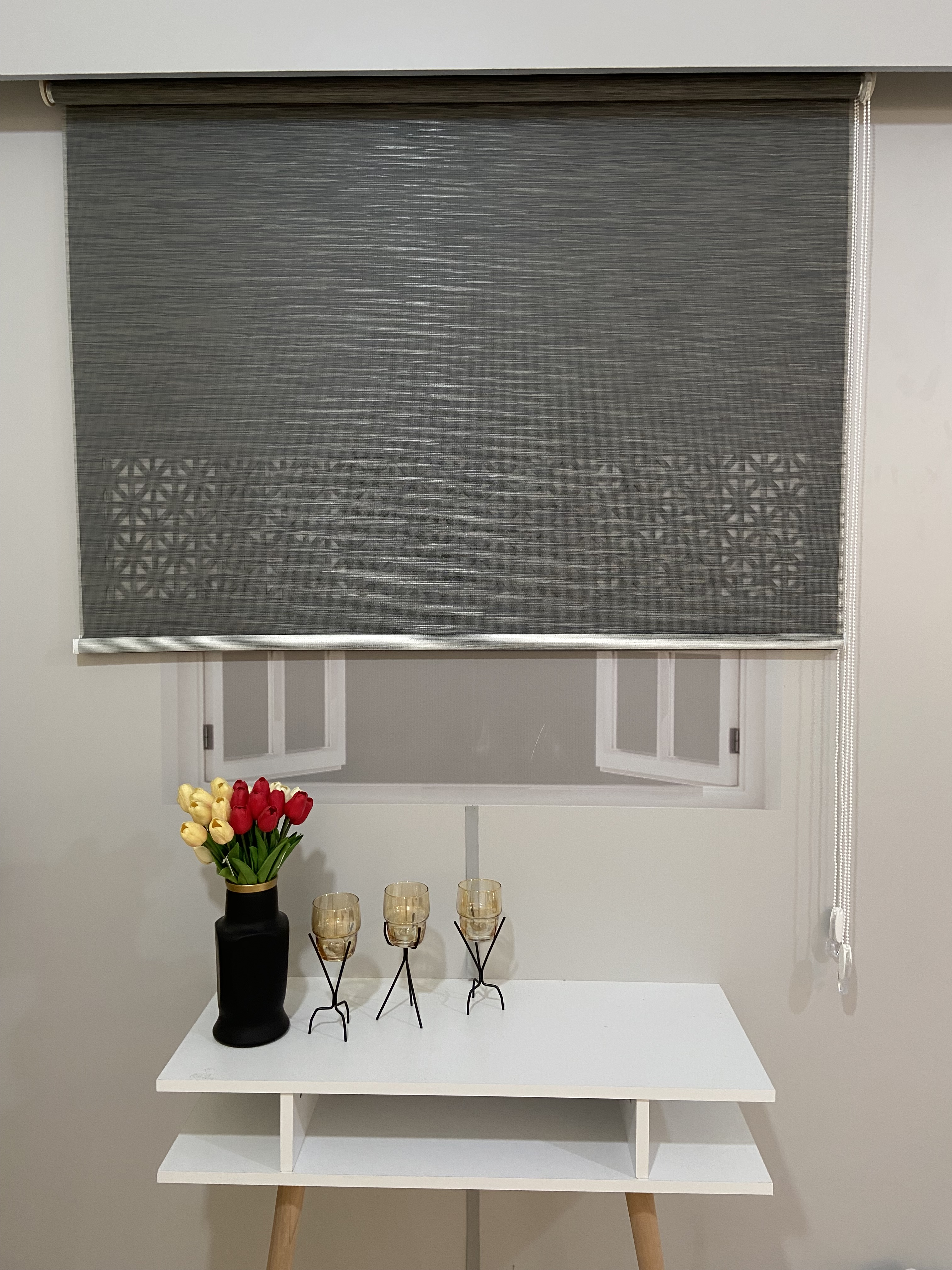 LZR1045 Çift Mekanizmalı Lazer Kesim Tül ve Stor Perde Antrasit