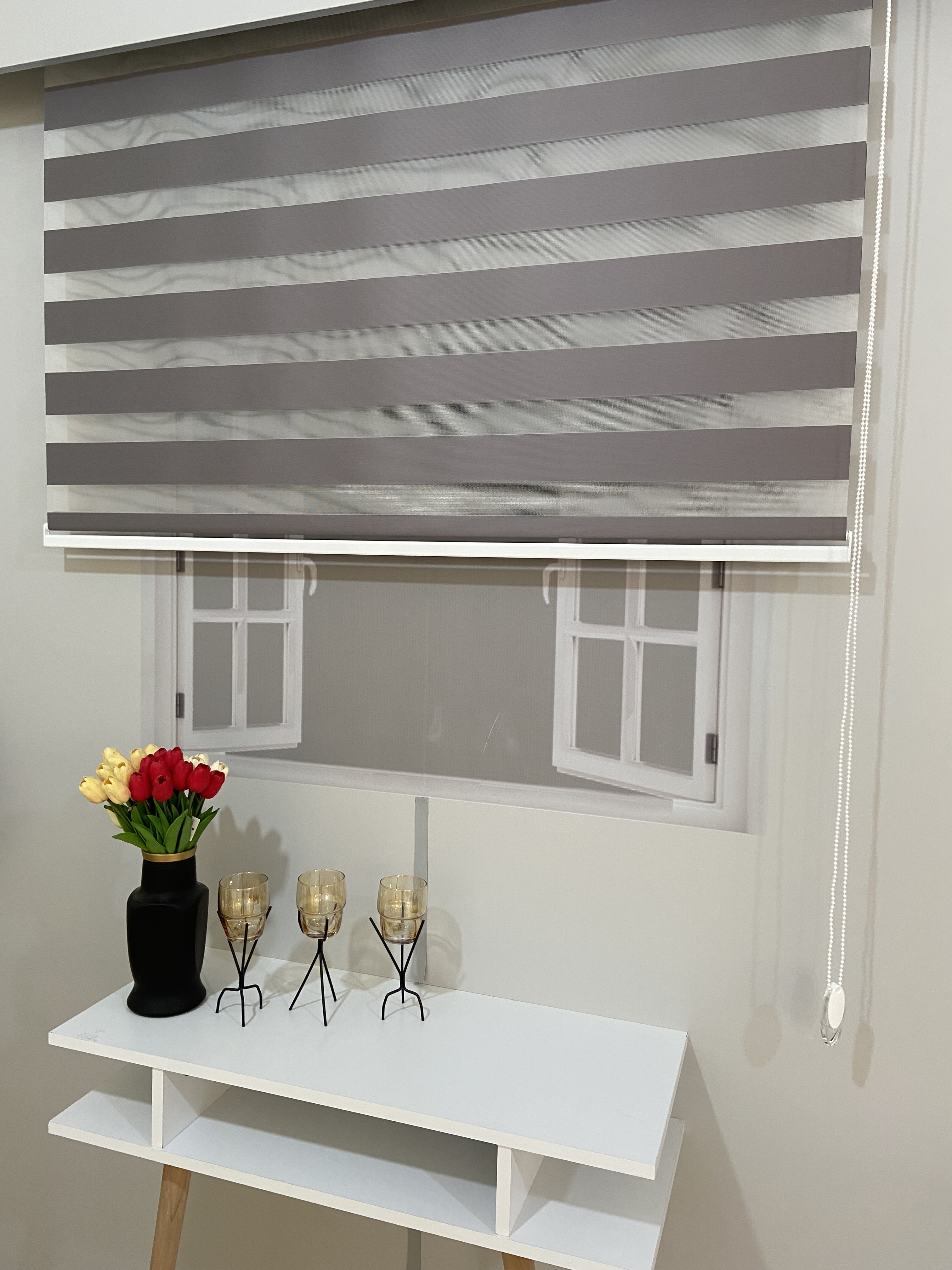 VP911 Düz Zebra Perde Gri