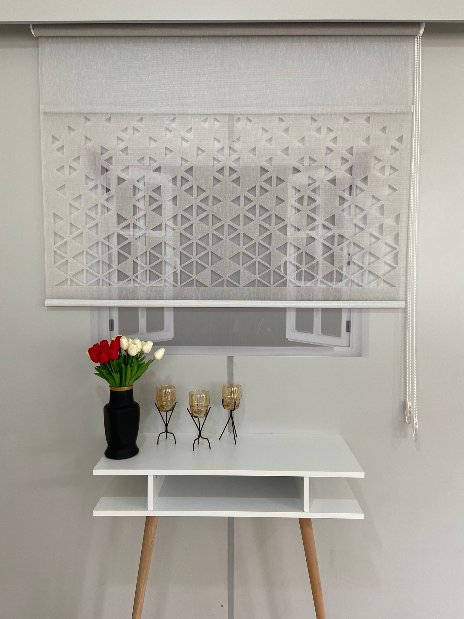 LZR1010 Çift Mekanizmalı Lazer Kesim Tül Ve Stor Perde Gri 