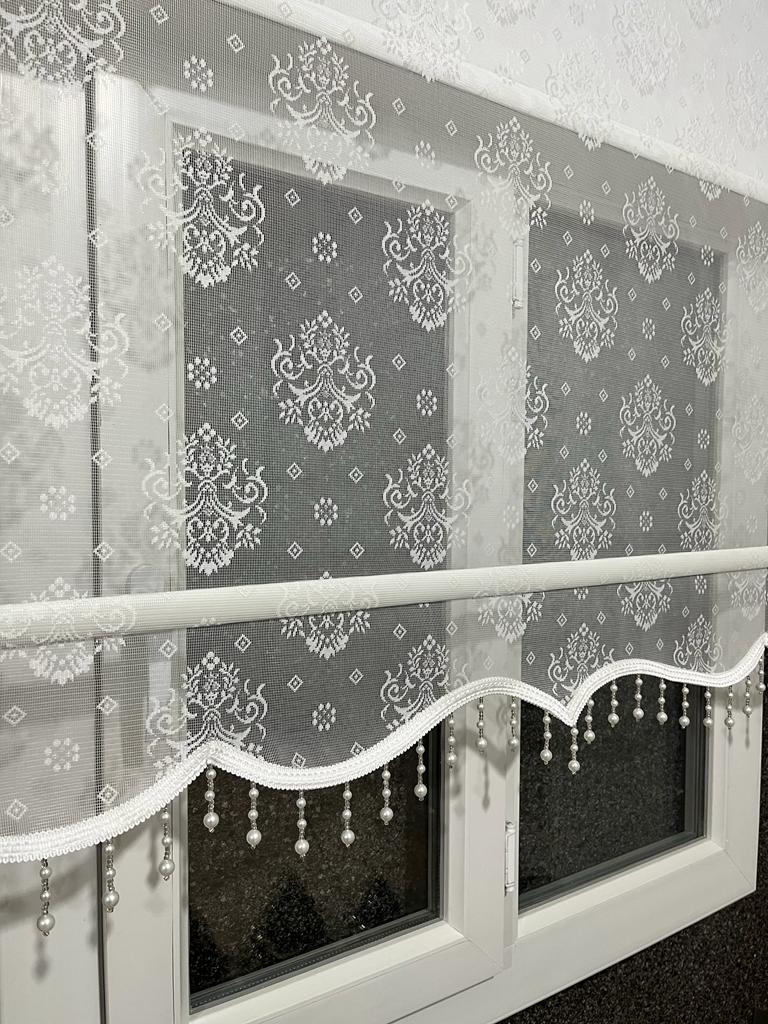 VP1901 DAMAKS DESEN  BONCUKLU   ÇİFT MEKANİZMALI  TÜL VE STOR PERDE