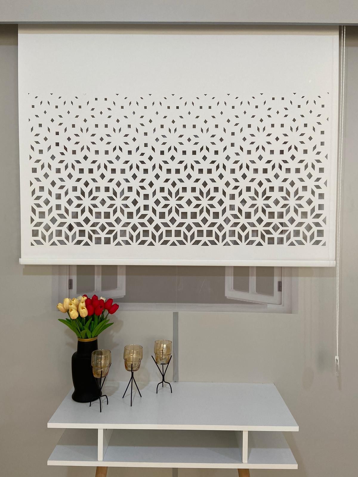 LZR315 Lazer Kesim Stor Perde Beyaz