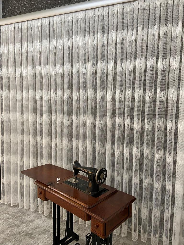 VP410 Lüx Fantezi Örme Tül Perde 1/2,5 Pile Ekru