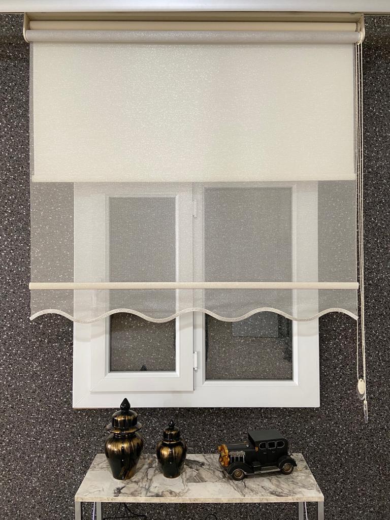 VP 3001  Çift Mekanizmalı Stor Perde Kem Gold simli 