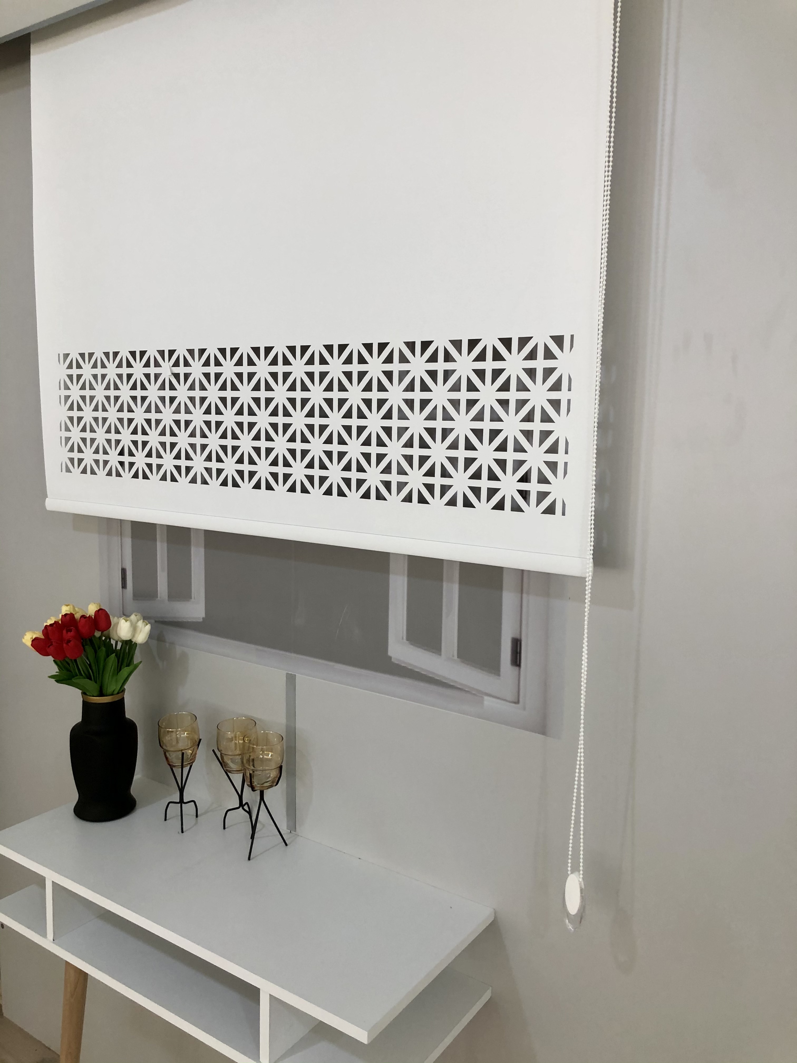 LZR2001 Lazer Kesim Stor Perde Beyaz