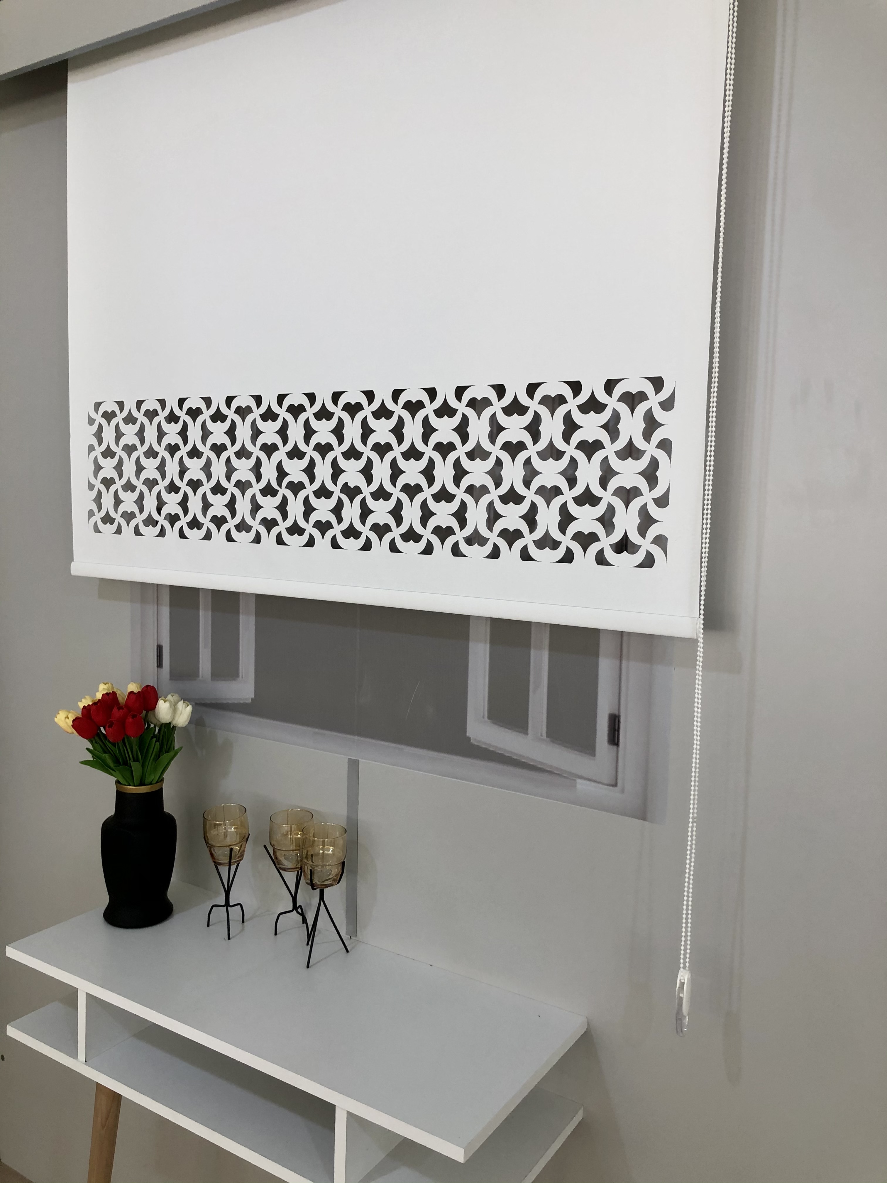 LZR2014 Lazer Kesim Stor Perde Beyaz