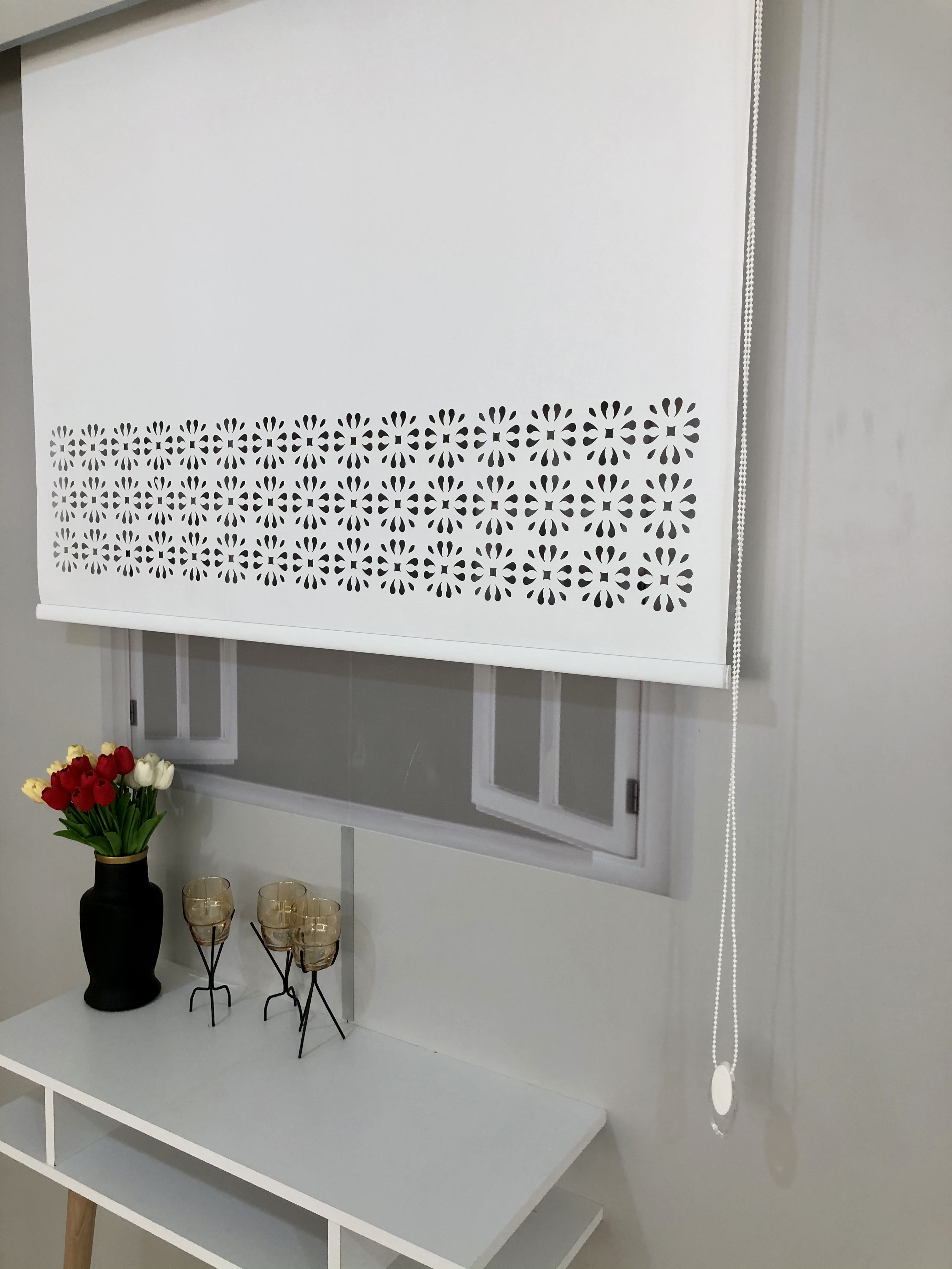 LZR2003 Lazer Kesim Stor Perde Beyaz