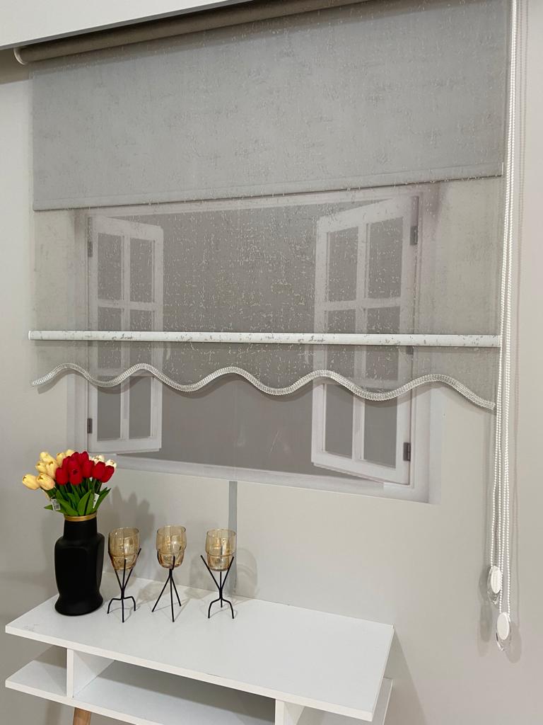 VP1933 Çift Mekanizmalı Tül ve Stor Perde Gri