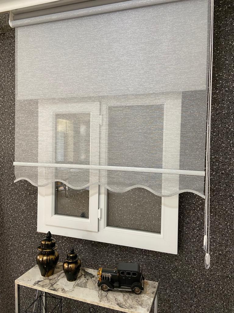 Volper Vp3000 Çiftli Sistem Tül Ve Stor Perde Gri Gümüş Simli.