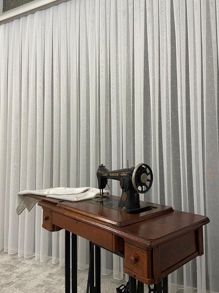 VP503 1. Kalite TAÇ Bambu Tül Perde 1/2,5 Pile Ekru