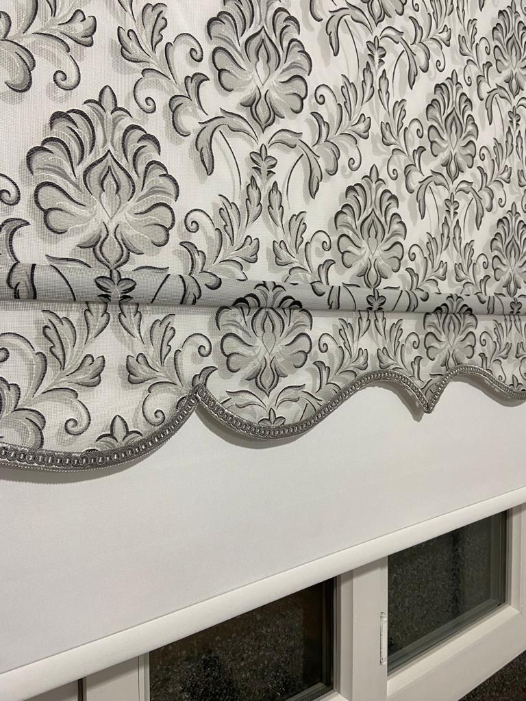 VP 2015 Osmanlı Desen Storu beyaz Çift Mekanizmalı Stor Perde