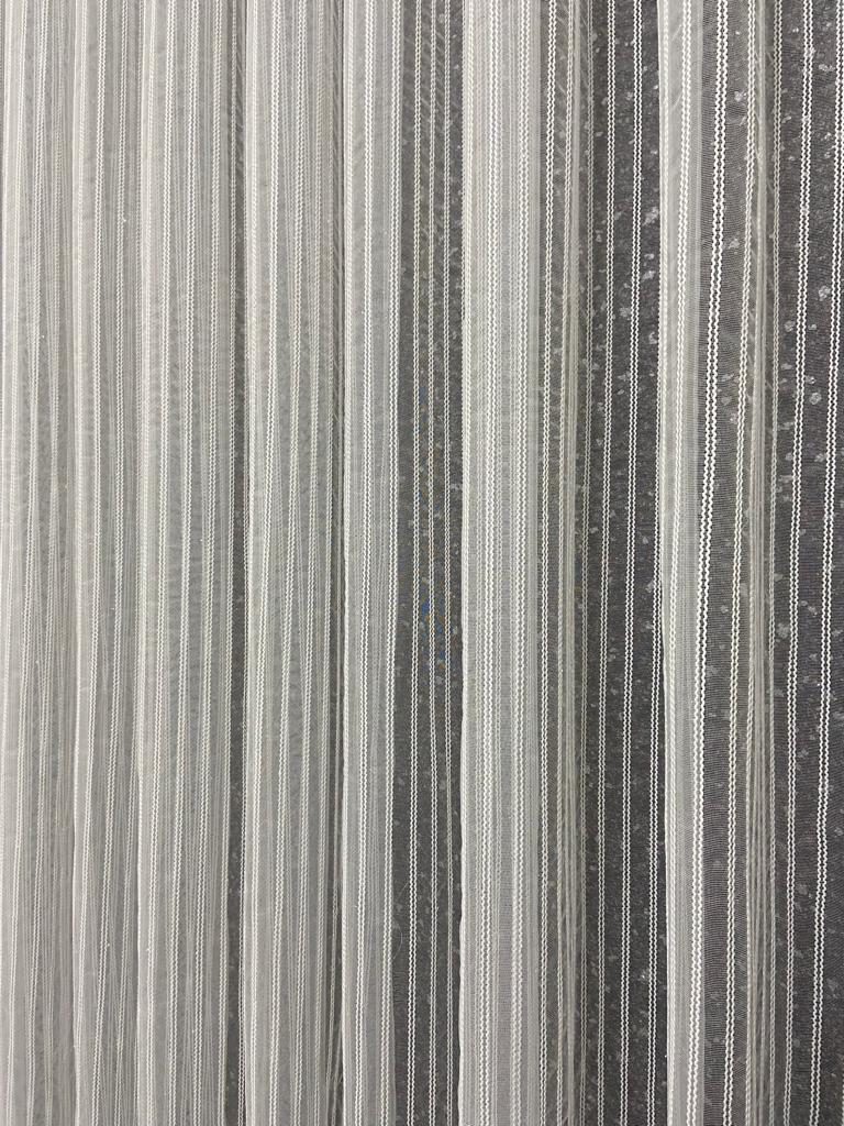  VP506 1. Kalite Zincir Çizgili Tül Perde 1/2,5 Pile Ekru