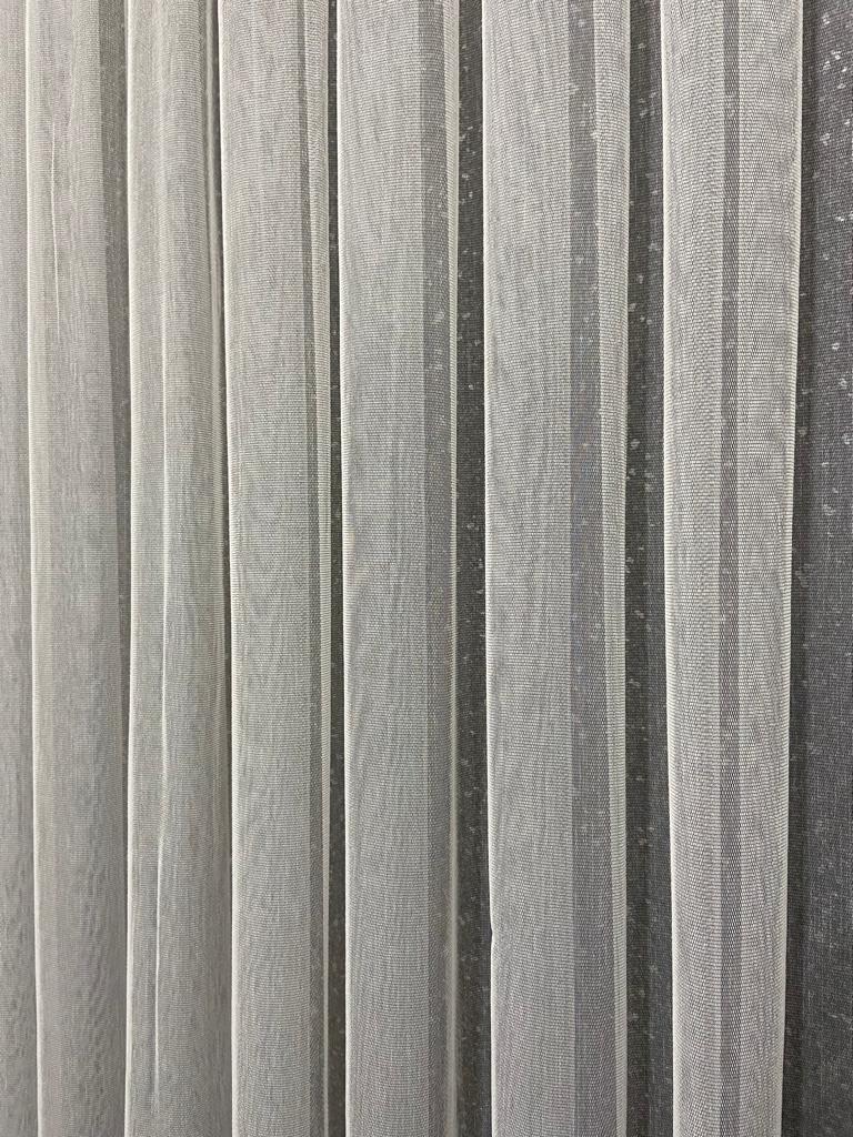 VP505 1. Kalite Kehribar Floş Tül Perde 1/2,5 Pile Gri