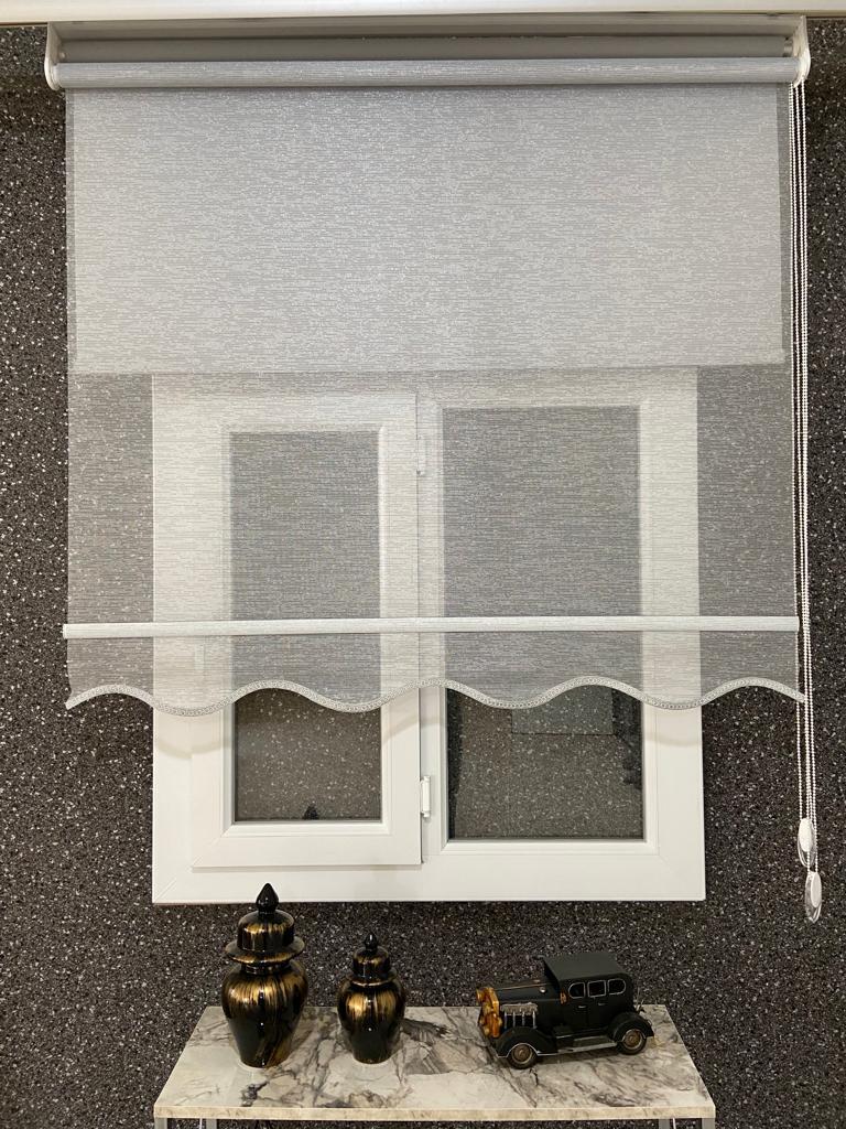 Volper Vp3000 Çiftli Sistem Tül Ve Stor Perde Gri Gümüş Simli.