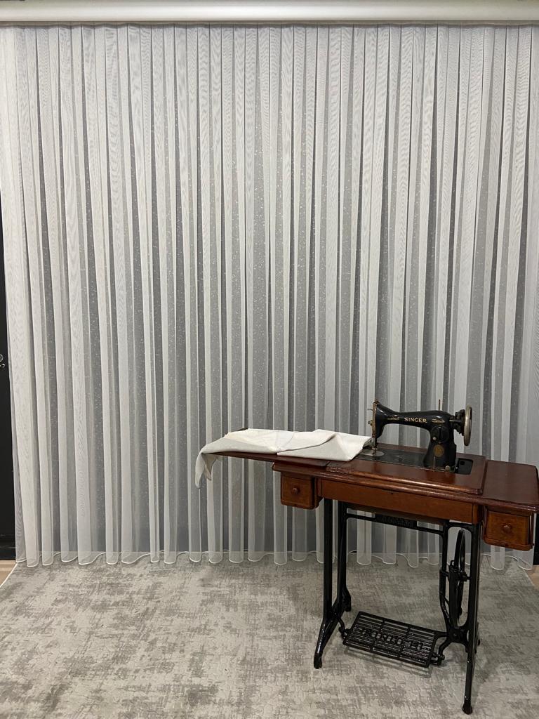 VP503 1. Kalite TAÇ Bambu Tül Perde 1/2,5 Pile Ekru