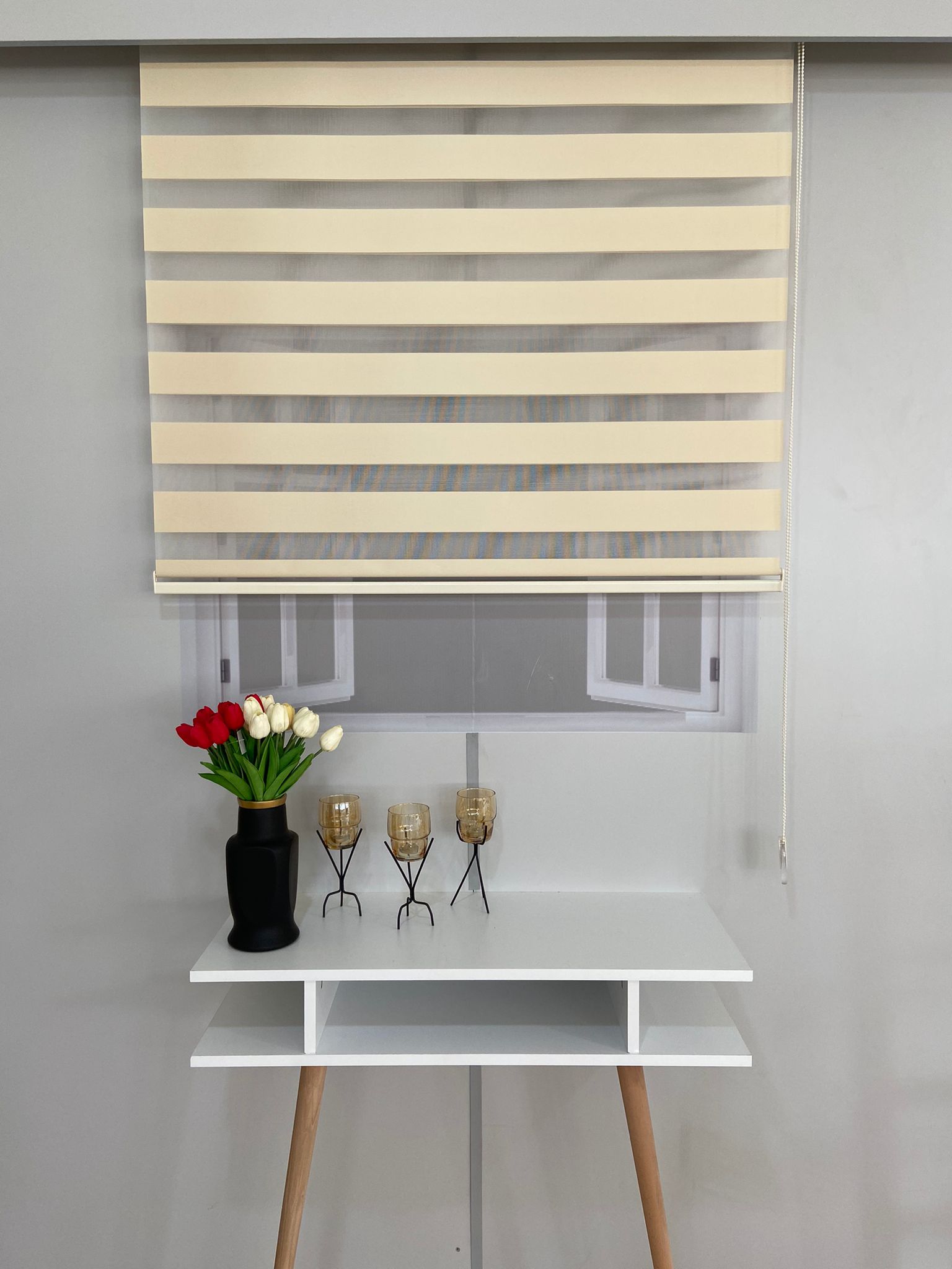 VP910 Düz Zebra Perde Krem