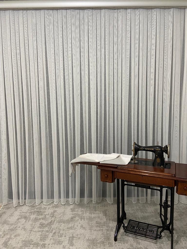 VP505 1. Kalite Kehribar Floş Tül Perde 1/2,5 Pile Ekru