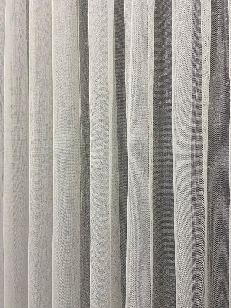 VP505 1. Kalite Kehribar Floş Tül Perde 1/2,5 Pile Ekru