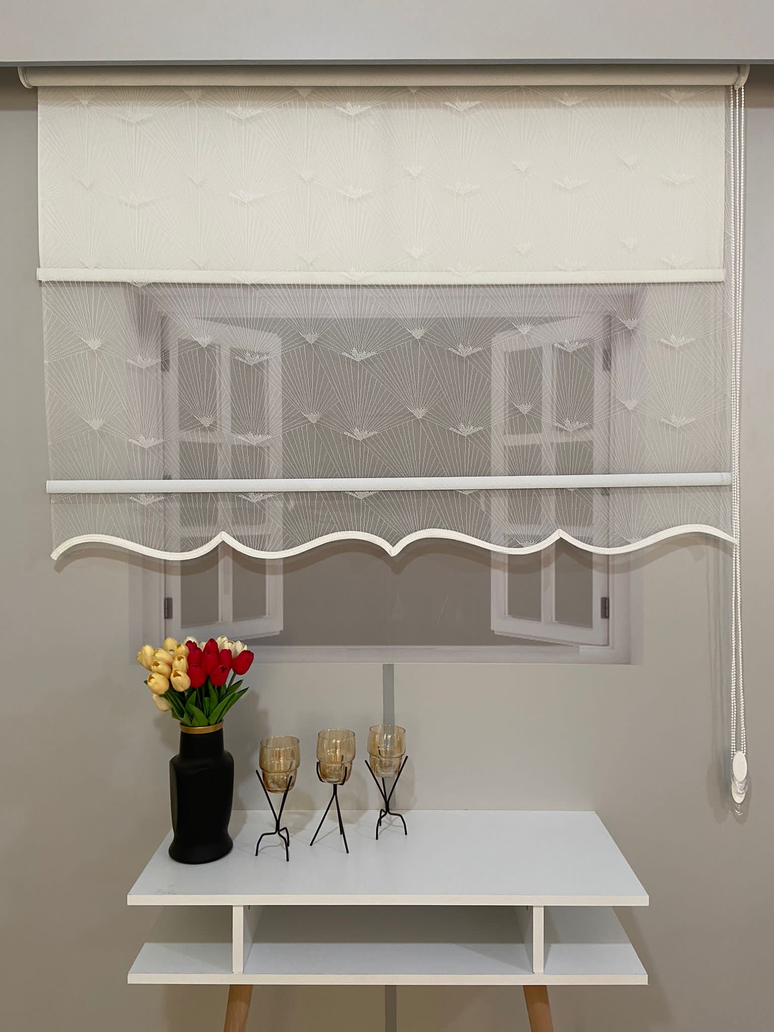 VP1095 Çift Mekanizmalı Tül ve Stor Perde Ekru