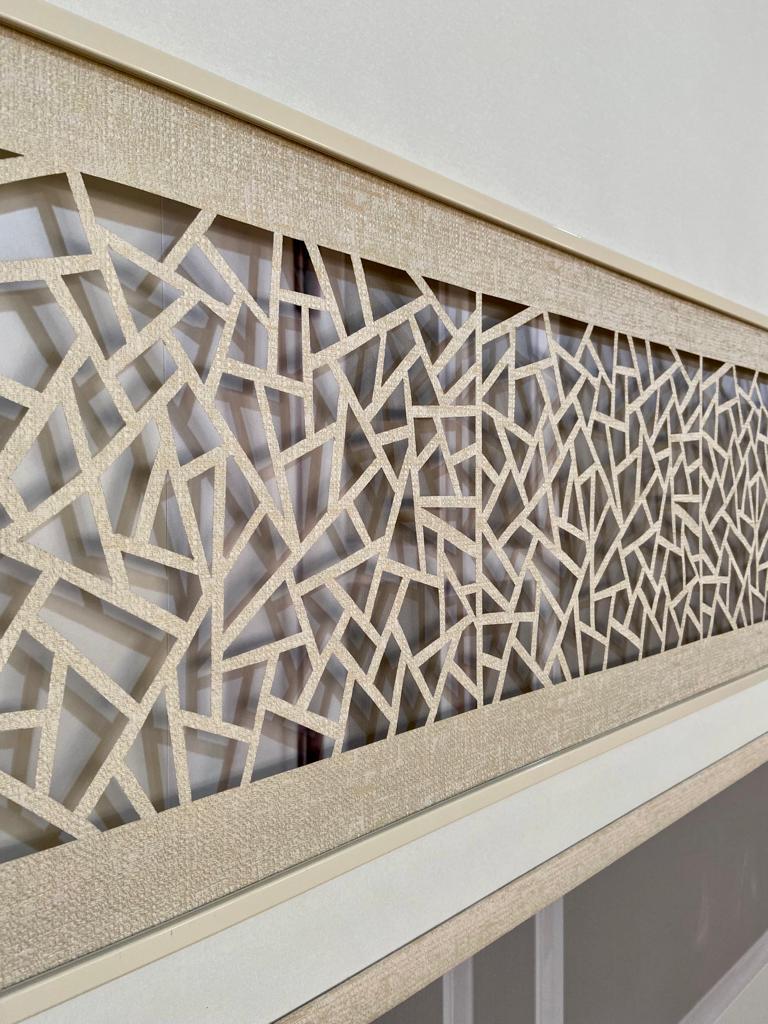 LZR320 Çift renkli lazer kesim  beyaz/vizon stor perde