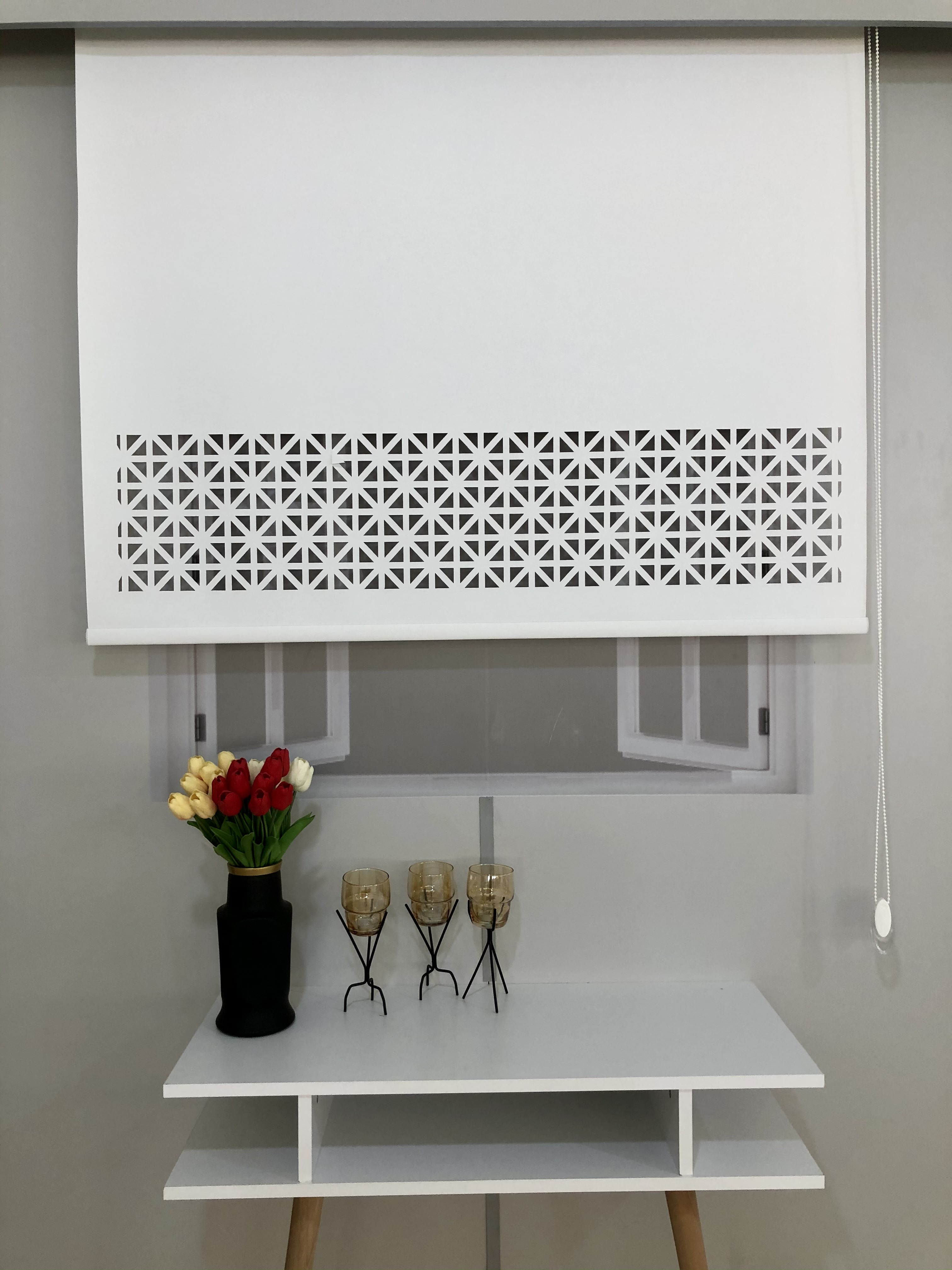 LZR2001 Lazer Kesim Stor Perde Beyaz