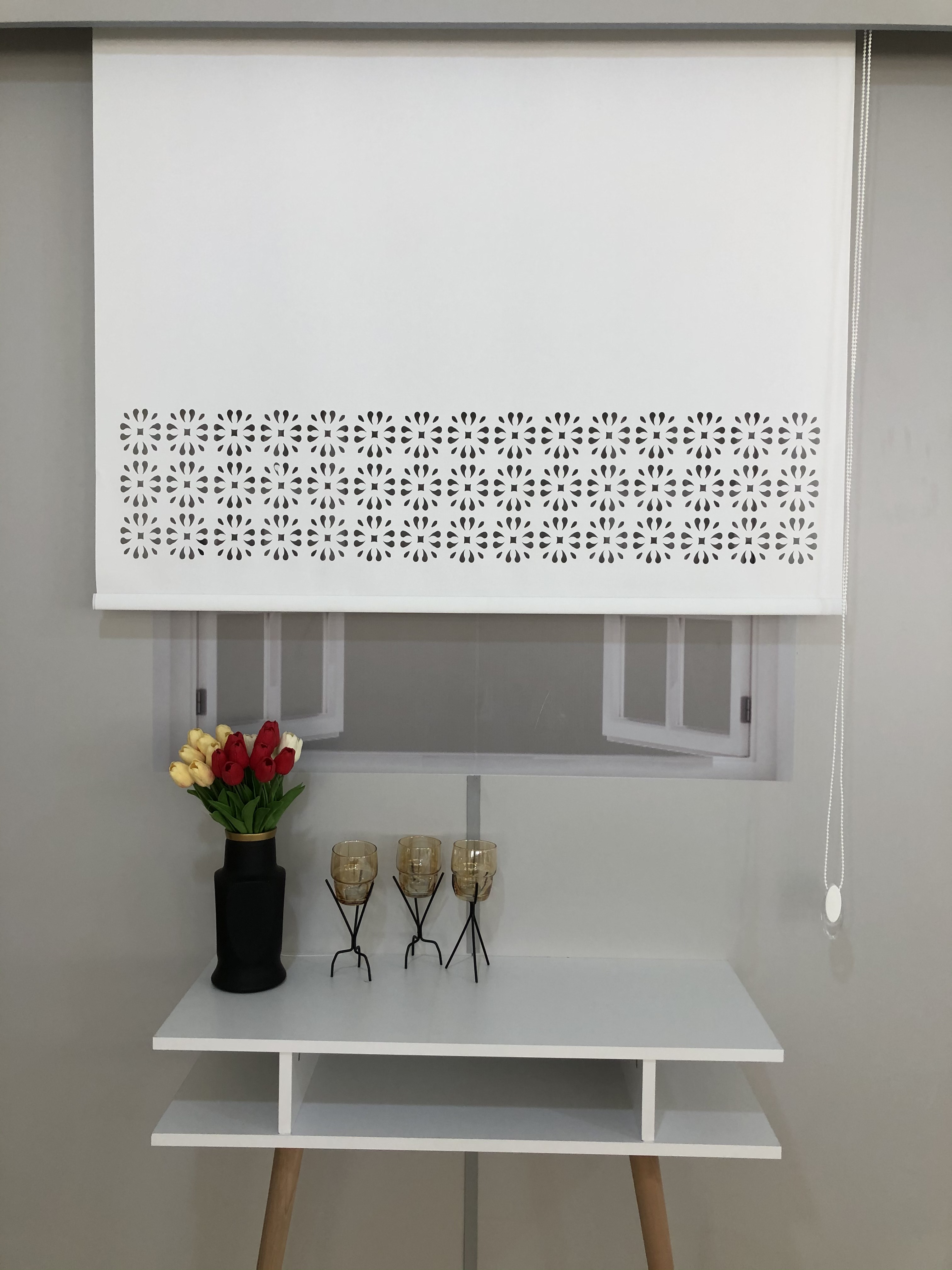 LZR2003 Lazer Kesim Stor Perde Beyaz