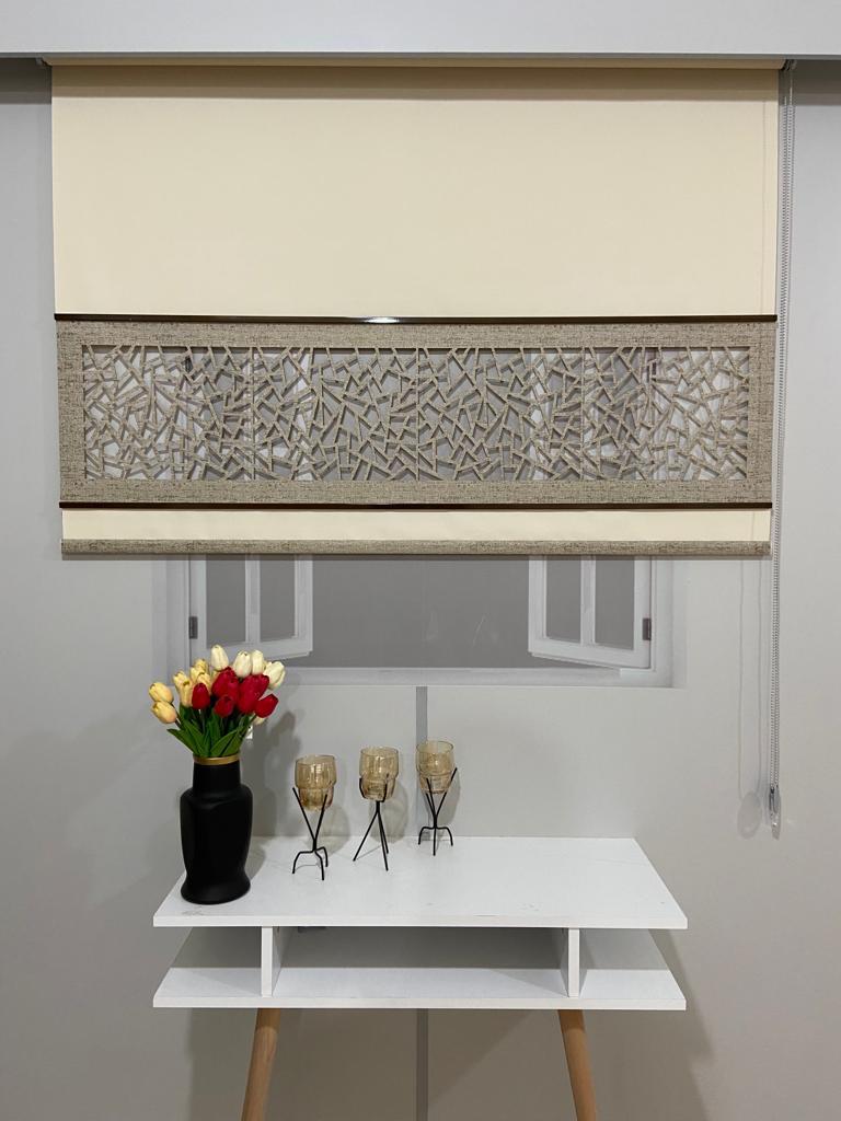 LZR320 Çift renkli lazer kesim  KREM /KAHVE  stor perde