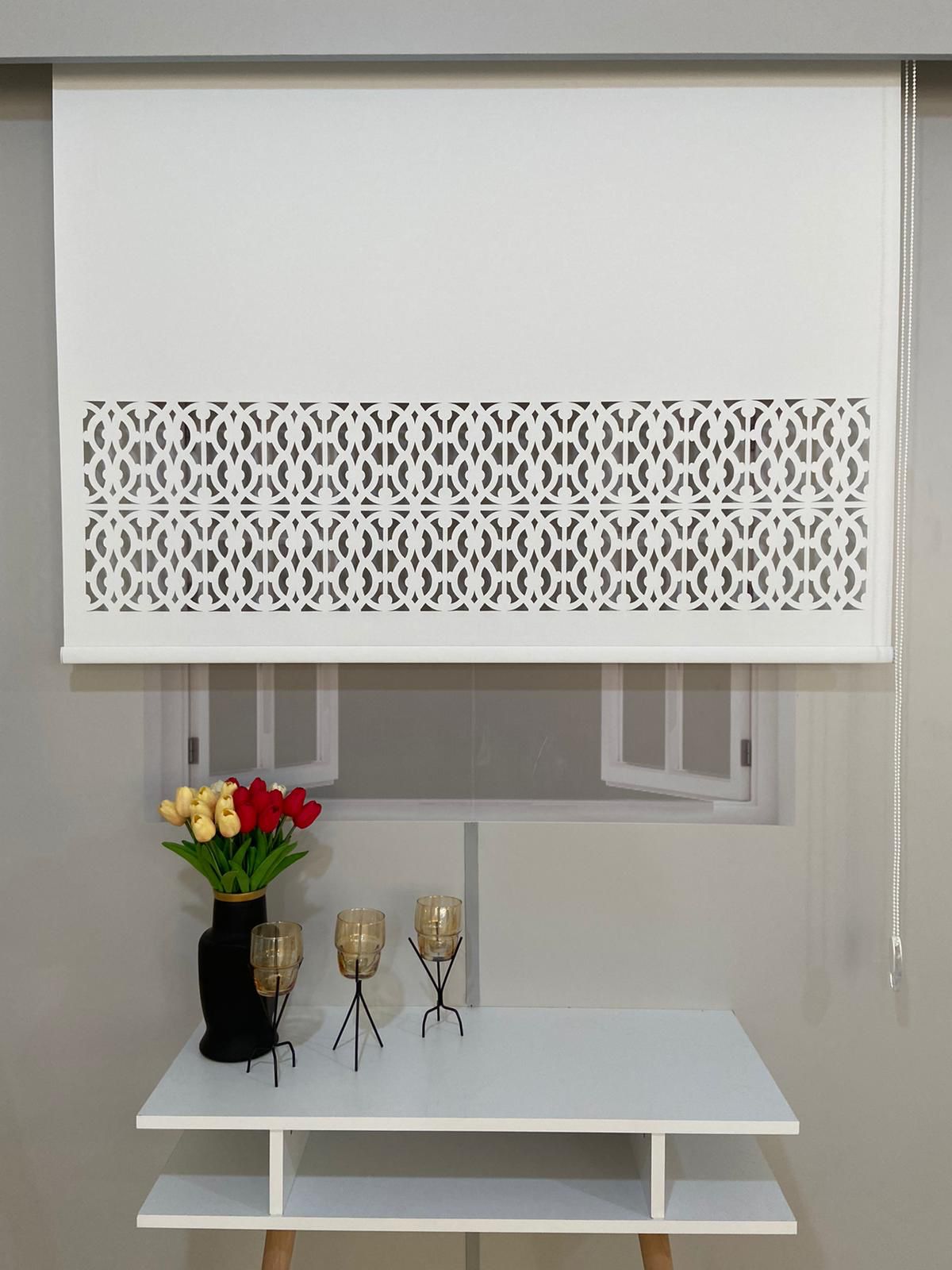 LZR314 Lazer Kesim Stor Perde Beyaz