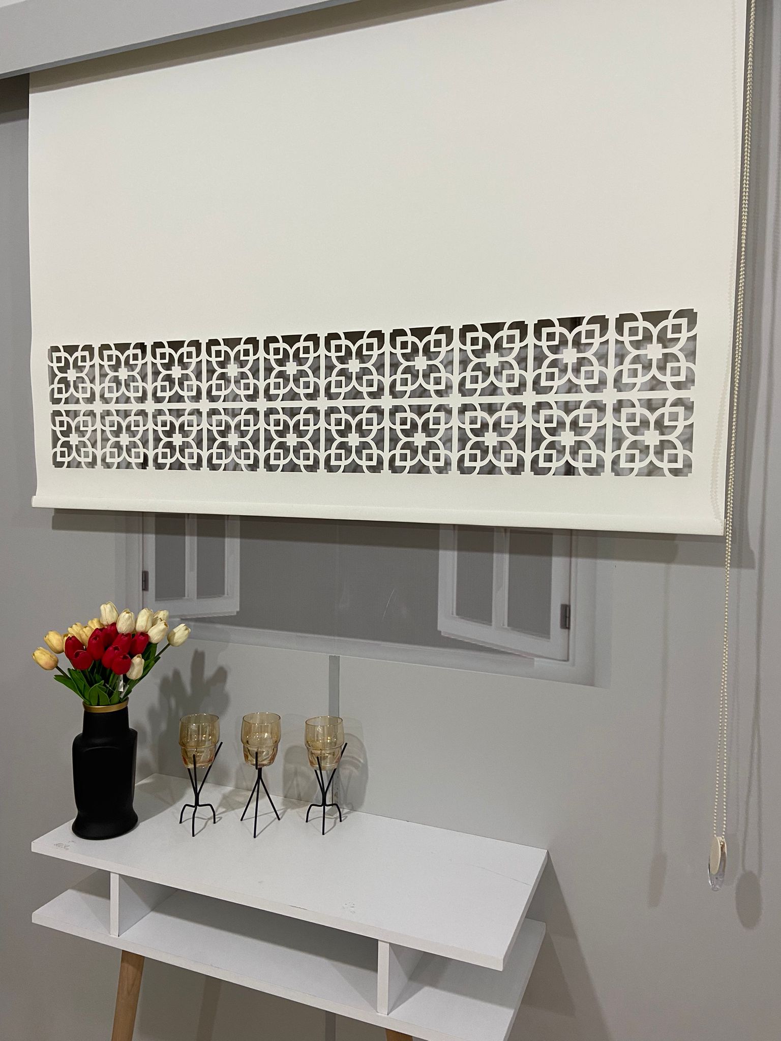 LZR301 Lazer Kesim Stor Perde Krem