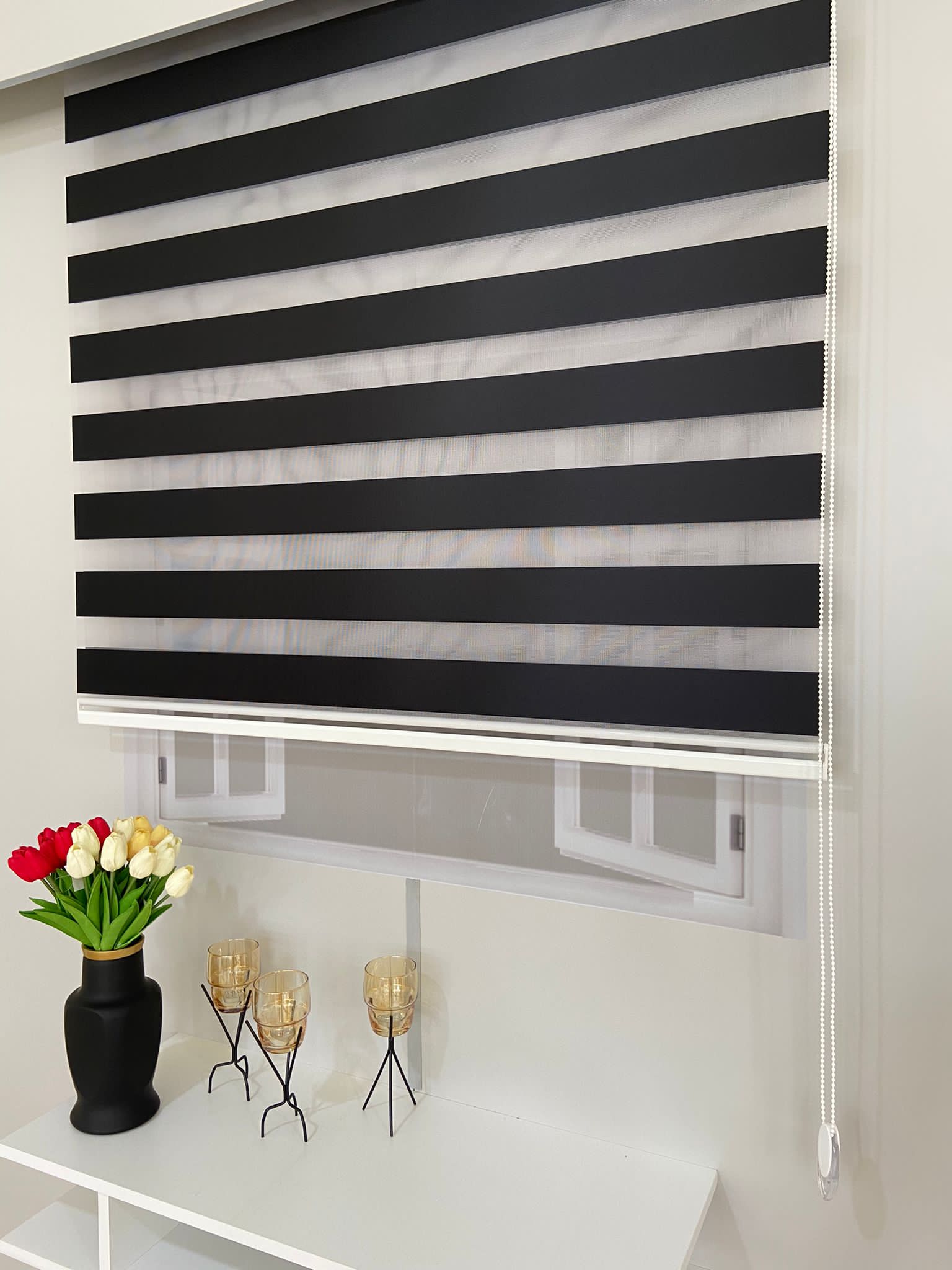 VP710 Düz Lüx Saten Zebra Perde Siyah