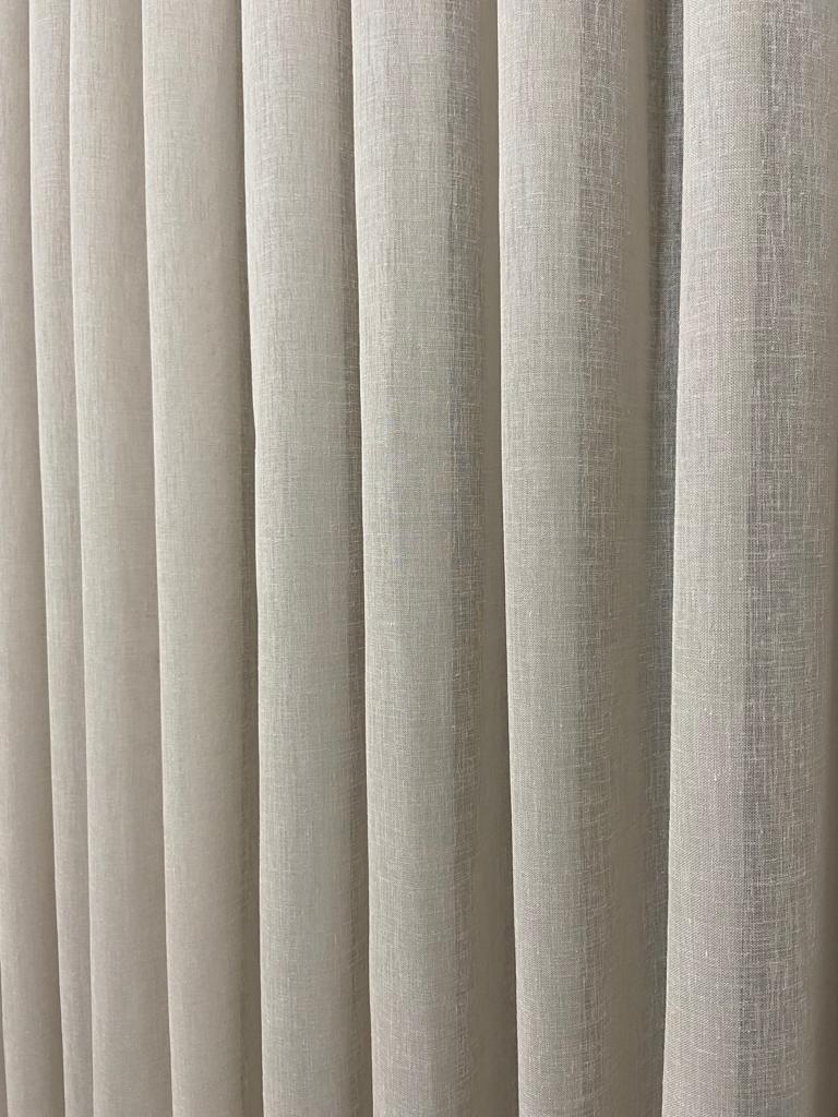 VP504 1. Kalite Foldet Keten Tül Perde 1/2,5 Pile Sütlü Kahverengi