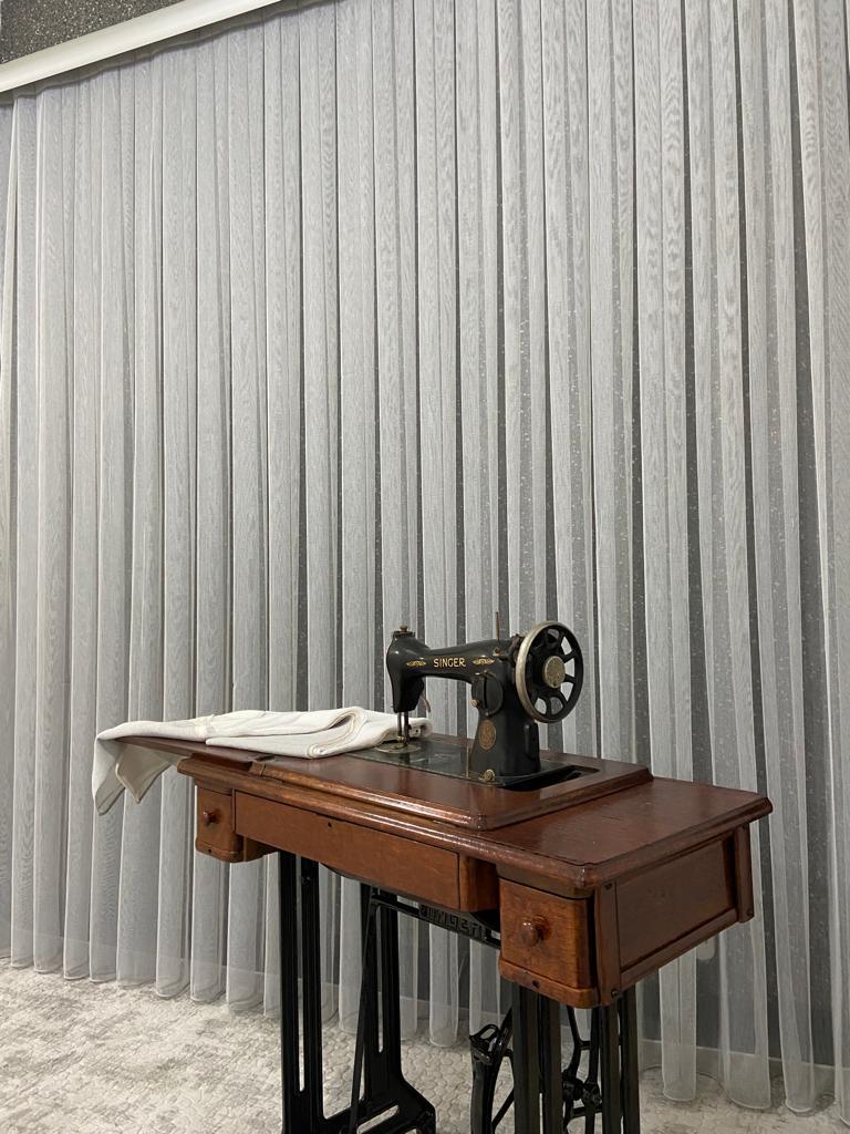 VP505 1. Kalite Kehribar Floş Tül Perde 1/2,5 Pile Gri