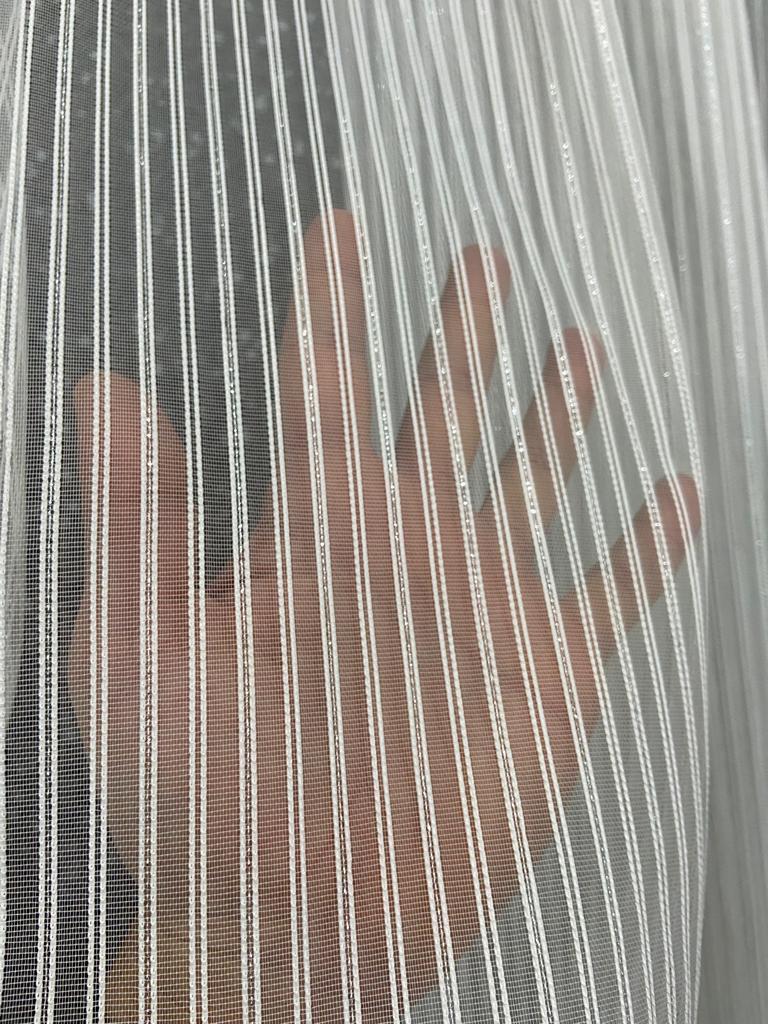 VP400 Simli Çelik Tül Perde Gümüş 1/2,5 Pile Ekru