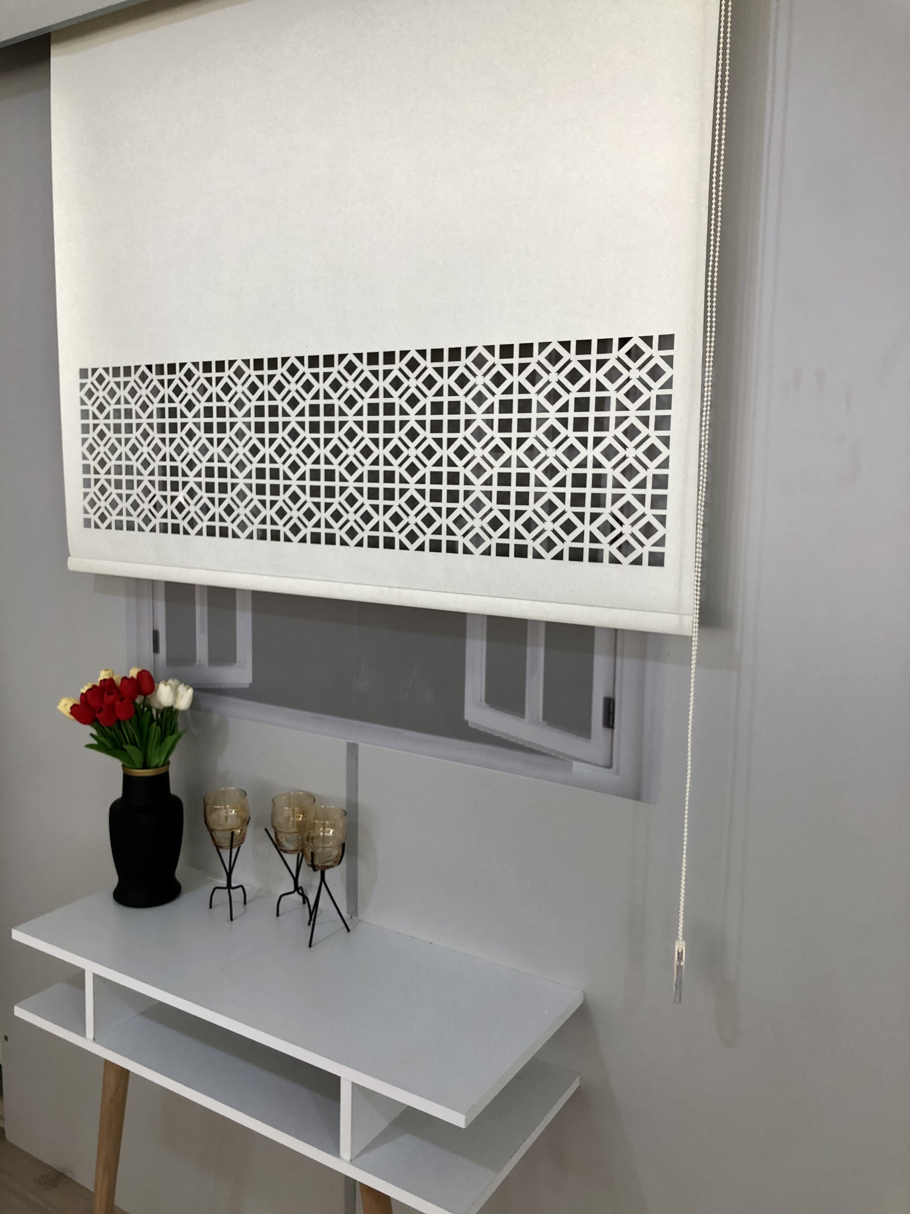 LZR308 Lazer Kesim Stor Perde Krem