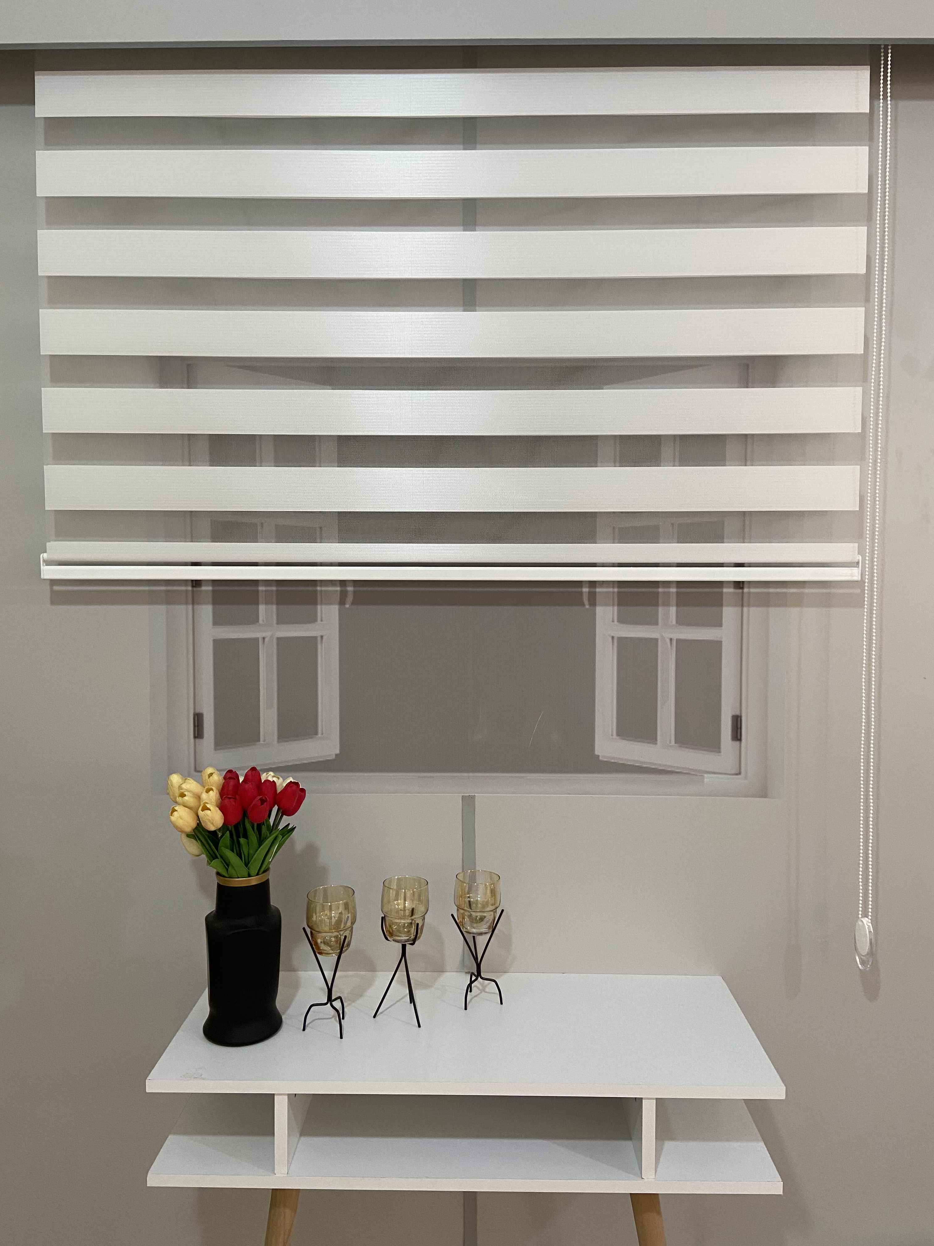 VP900 Düz Zebra Perde Beyaz 