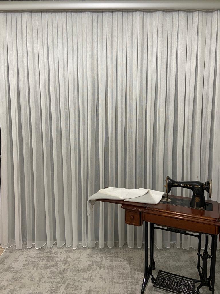 VP502 1. Kalite Buzlu Zemin Tül Perde 1/2,5 Pile Ekru